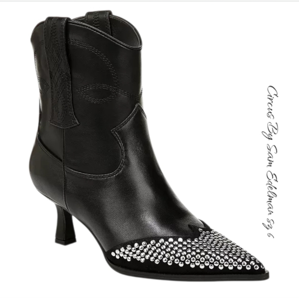 New Circus NY Sam Edelman Yolanda Studded Kitten Heel Western Boots Sz 6